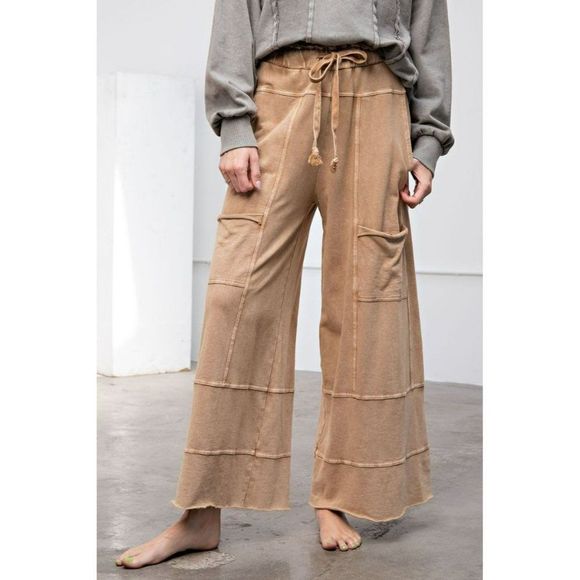 easel Pants & Jumpsuits Easel Mineralwashed Terry Knit Wide Leg